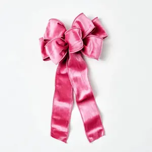 Pretty Pink Velvet Wire-Lined Hand-Tied Drape Loop Bow