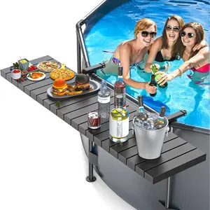 Pool bar above ground pool side bar swim up bar heavyduty aluminum poolside bar holds 110 lbs fits 37 or less top rail frame round oval above ground pool black