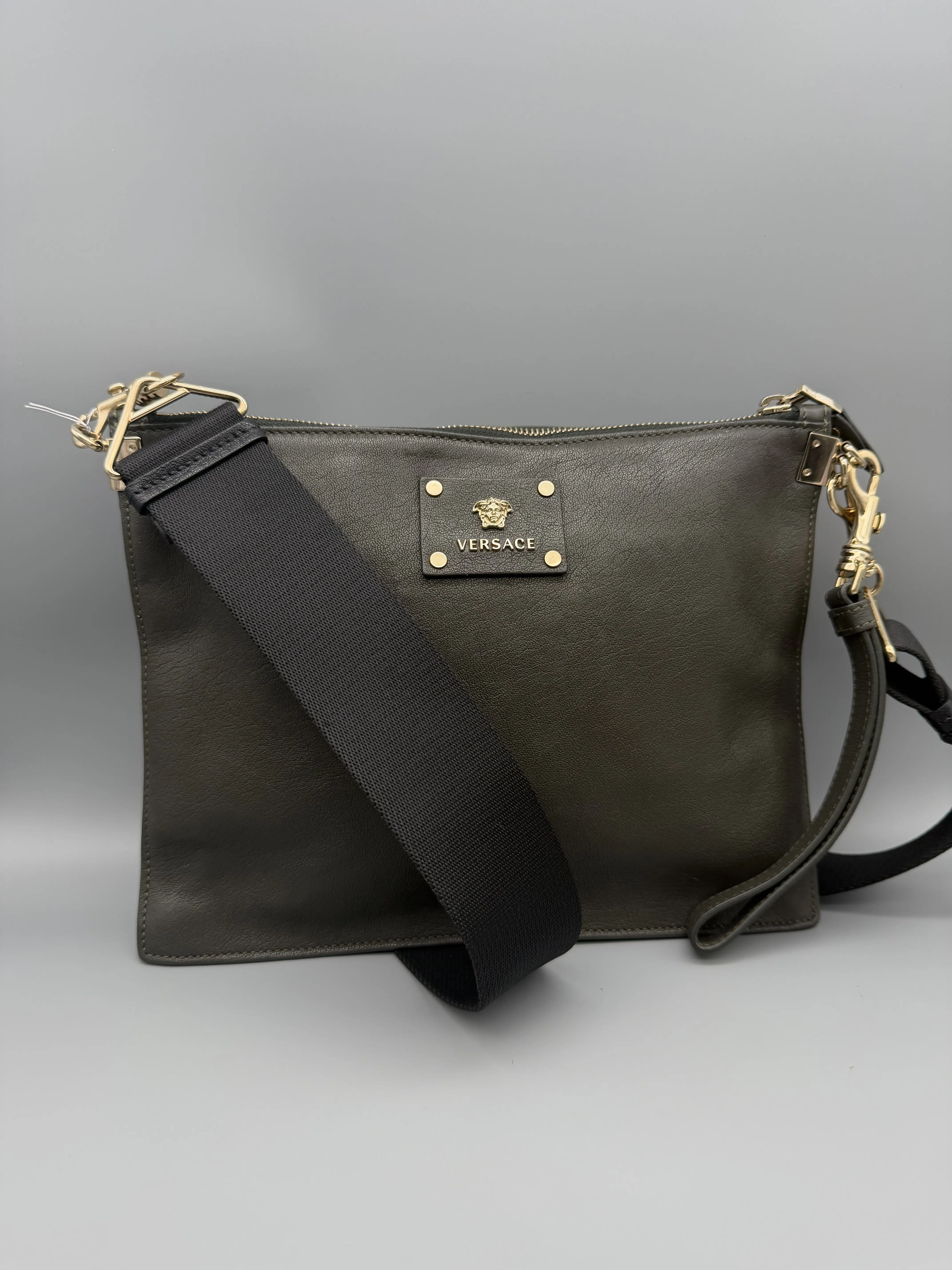 Pre-owned VERSACE Leather Crossbody Bags 8 in Smooth Medusa Studded Crossbody Bag Pouch