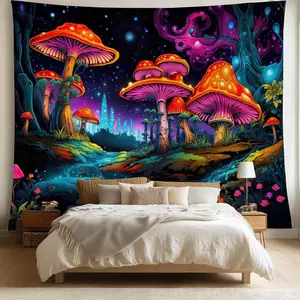 Tapestry Mushroom Pattern Tapestry, Fantasy Color Tapestry, Wall Hanging Tapestry for Living Room Bedroom Dormitory, Home Decor