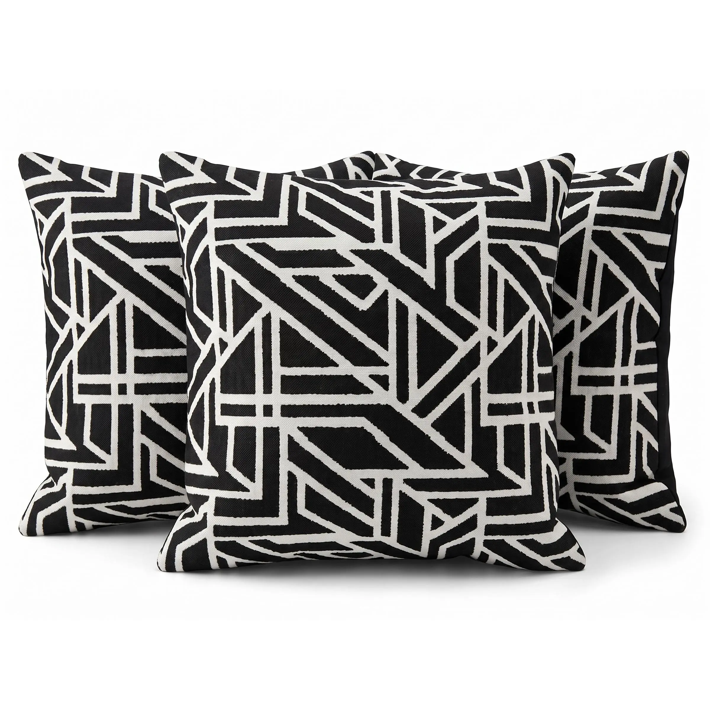 3pcs 18x18 Black and White Geometric Pattern Decorative Pillows for Living Room and Bedroom