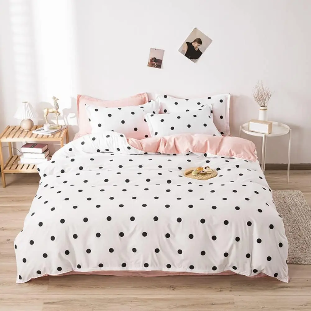 Polka Dots Duvet Cover Cute Kawaii Polka Dots Bedding Set Black and White Comforter Cover Bedroom Decor Minimalist Style Bedspread Cover 1