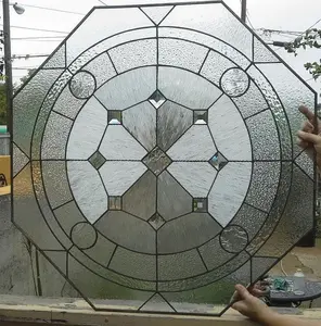 Stained Glass Octagon Window - W-72 Mix of Clears