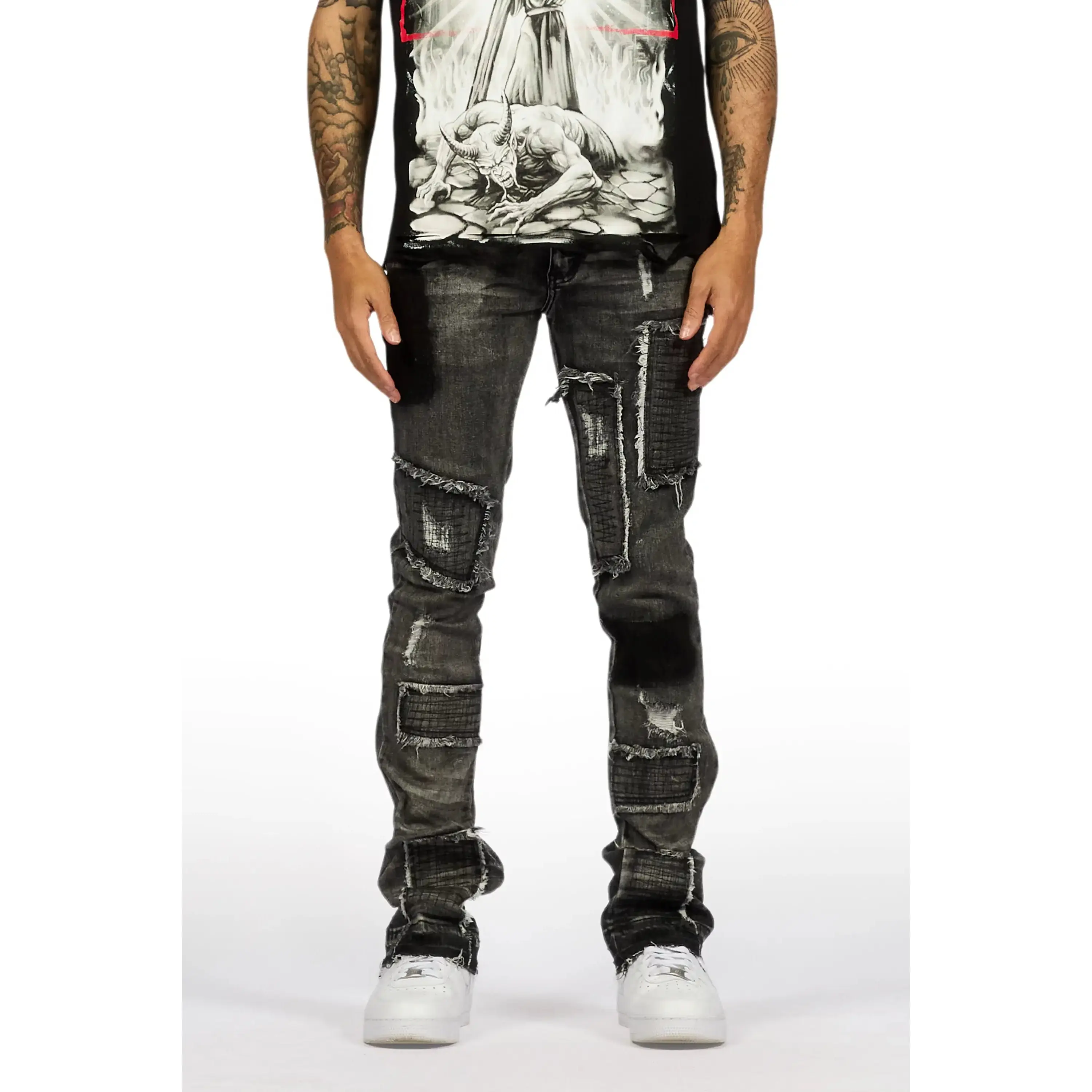 Raglord Dark Grey Stacked Flare Jean