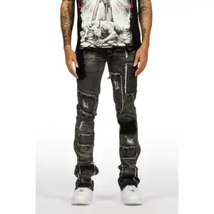 Raglord Dark Grey Stacked Flare Jean