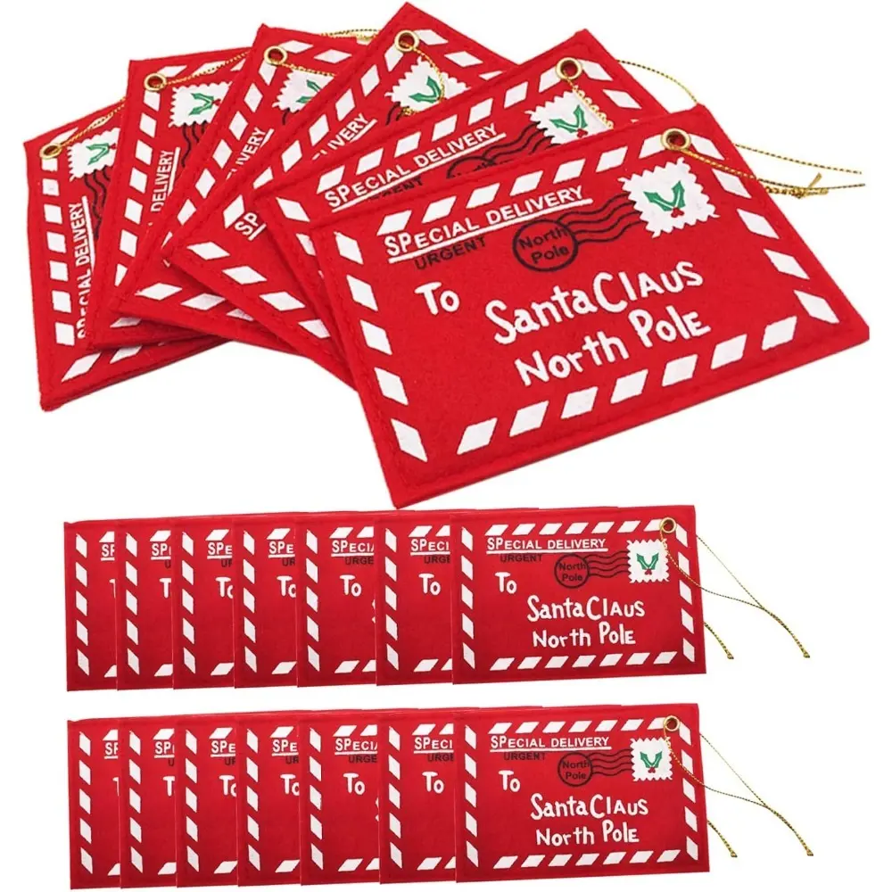 12pcs Christmas Felt Envelope Decor Set - Santa Letter Hanging Tag, Gift Card, Tree Ornament for Indoor Leisure Holiday Party Home Gifting