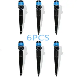 6pcs 1/4 Inch Tubing Drip Irrigation Emitters Sprayer, 360 Degree Drip Emitter Sprayer with Stake, Irrigation Dripper Sprinklers