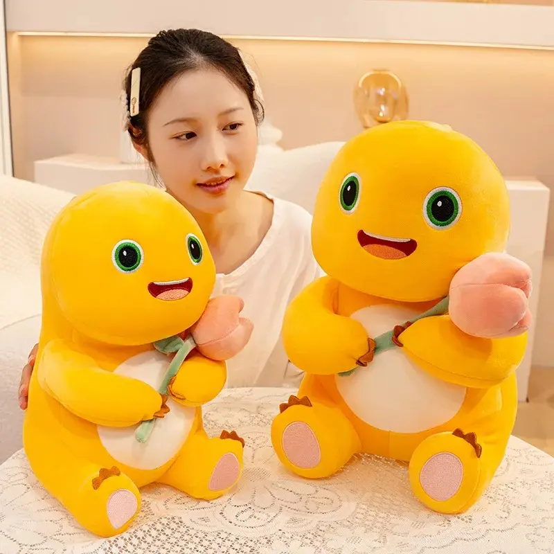 Soft Cute Nailong Milk Dragon Plush Toy Stuffed Animals Dinosaur with Heart Rose Flower Cuddly Plushie for Kids Birthday Gift