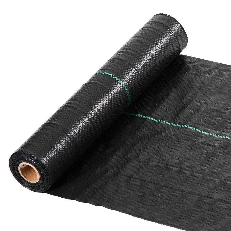 VEVOR Heavy-Duty Weed Barrier Fabric, 1.4x50FT 3.2oz Woven Geotextile Webbing, Gardening Outdoor Ground Cover, Black Garden Mat for Weed Control