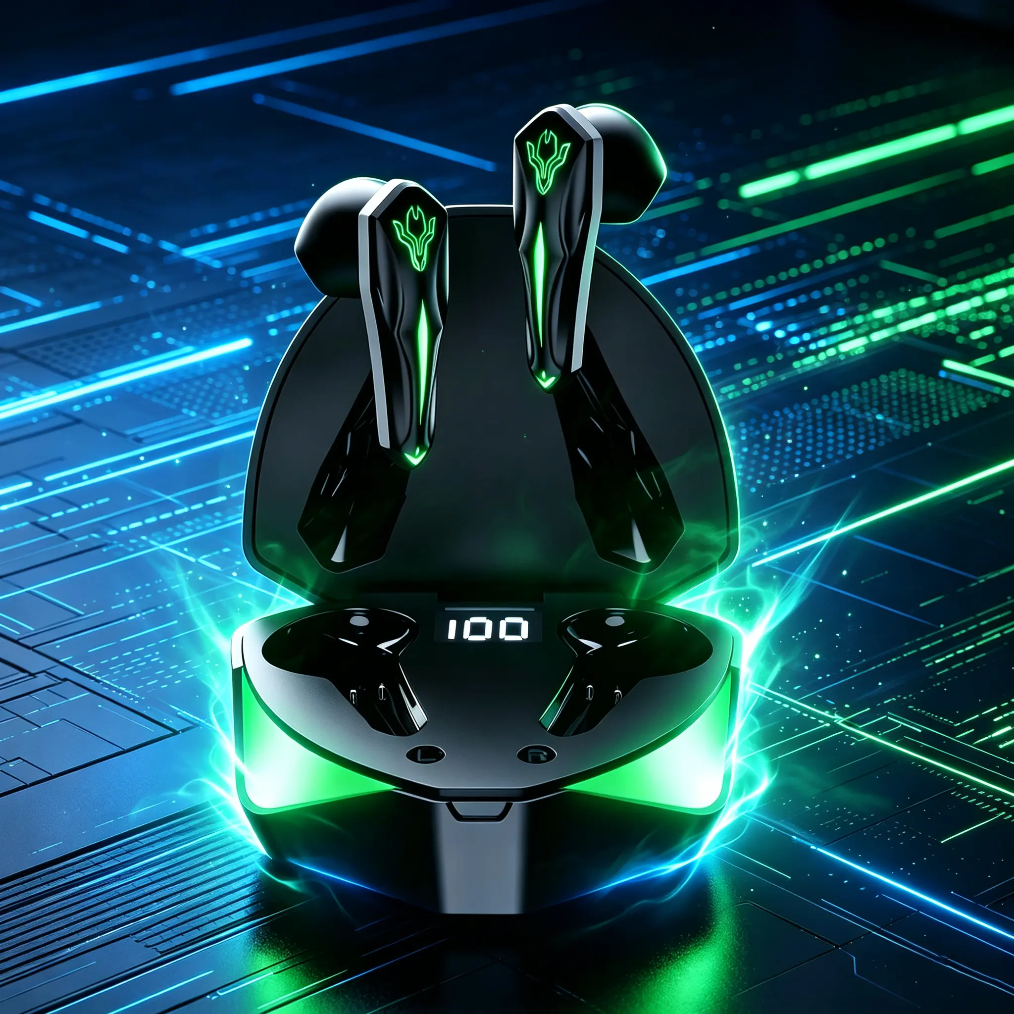 Wireless earbuds, in-ear gaming headphones, wireless Bluetooth headphones, noise cancelling headphone，Extended battery life, crystal-clear sound quality, comfortable to wear, comes with an LED digital display charging case, ideal for gaming and office use