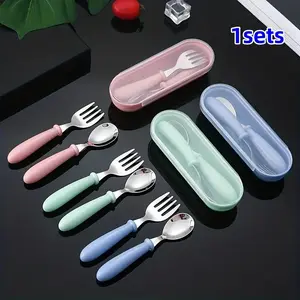 3-Piece Spoon Fork Storage Box Set, Family Kitchen Dining Utensils Set, Kids Cutlery Set, Creative Summer Gift Idea