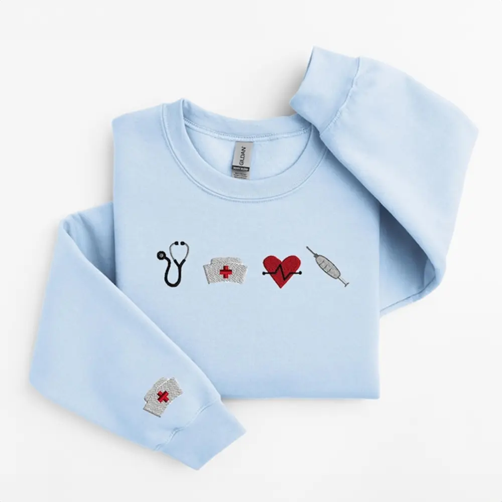 Embroidered Nurse Sweatshirt | Nursing Student Crewneck | Trendy Nurse Pullover | Gift for Nurses & Nursing Students