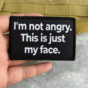 I'm Not Angry Morale Tactical Patch Funny Printed Hook&Loop Emblem Chevron Army Military Badge Armband Clothes Backpack Stickers