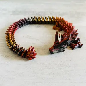 3D Printed 21” Crystal Dragon  - Fully Articulated - Multicolored Variations- Desk Ornament - Gift Idea - 3D Printed