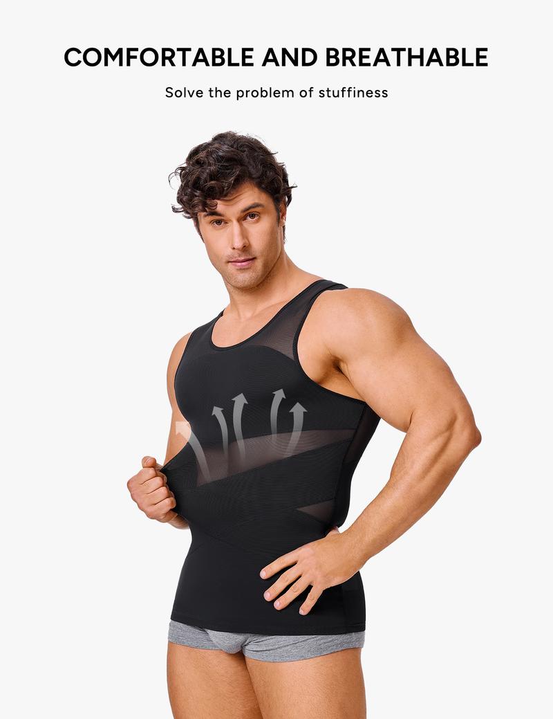 【Nebility】Men’s Mesh Fabric Breathable Compression Shapewear Vest – Slim-Fitting, High Elasticity, Seamless Menswear for Daily Wear Tummy Control