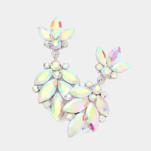 AB CZ Teardrop Pageant Earrings | Prom Earrings  |  418183