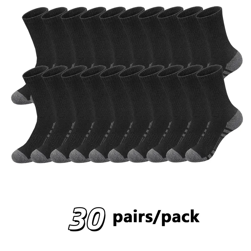Women's Basic Targeted Compression Sock Sets (30 Pairs) - Breathable Fuzzy Polyester Towel Bottom Absorbent Sport Socks for Outdoor Fitness