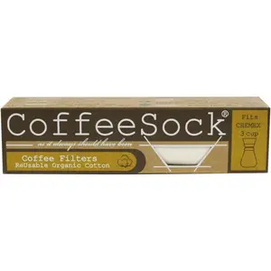 CoffeeSock ’The Original’ Reusable 100% Organic Cotton Coffee Filters - 2 pack Made to Fit Chemex® 3 cup | Coffee Sock Cloth Coffee Filter | Organic Cotton Alternative – Zero-waste - Eco-Friendly X3