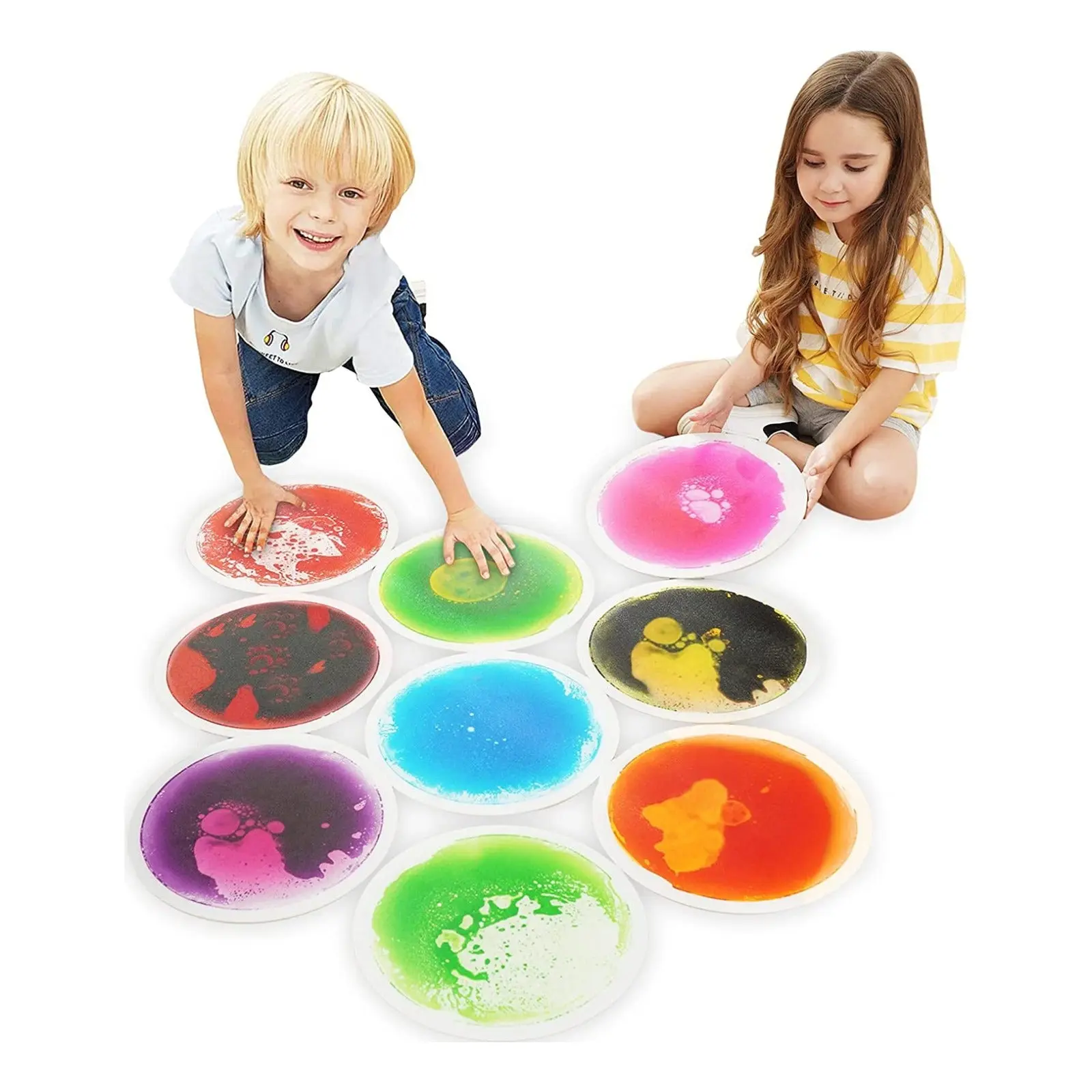Circle Floor Liquid Tiles for Kids, Set of 9 Circle Floor Liquid Tiles for Kids, Set of 9