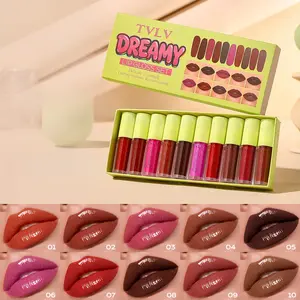 Waterproof Lip Gloss Set 10pcs, Long-Lasting Non-Sticky Lip Color, Radiant Finish, Rich Colors, Shiny Crystal Glass Lips, Perfect for Multiple Looks