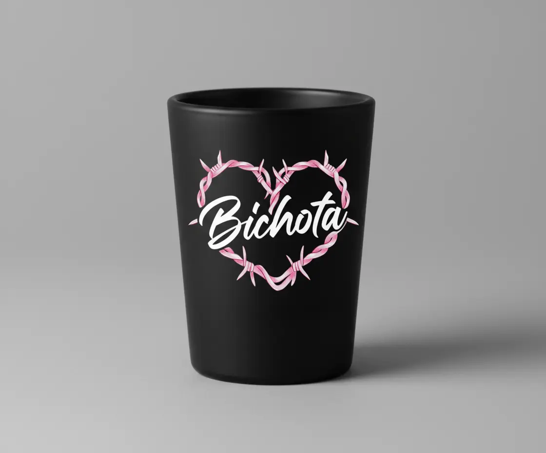 Bichota Shotglass Heart UVDTF Decal - Clear Background sticker (NO CUP!)