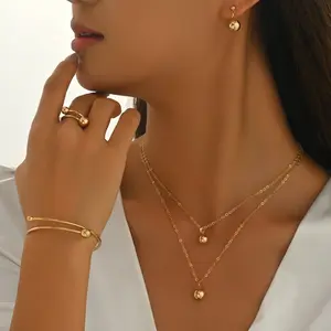 Niche, Light-Luxury Metal Pendant Necklace & Versatile, Sophisticated Earring Set