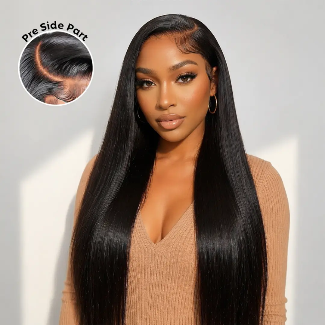 [Long Lasting] Straight Glueless Pre Cut Lace 7x5 Lace Closure Wig 180% Density Side Part With Baby Hair Human Hair Wig Natural Look For Black Women #SummerVibes