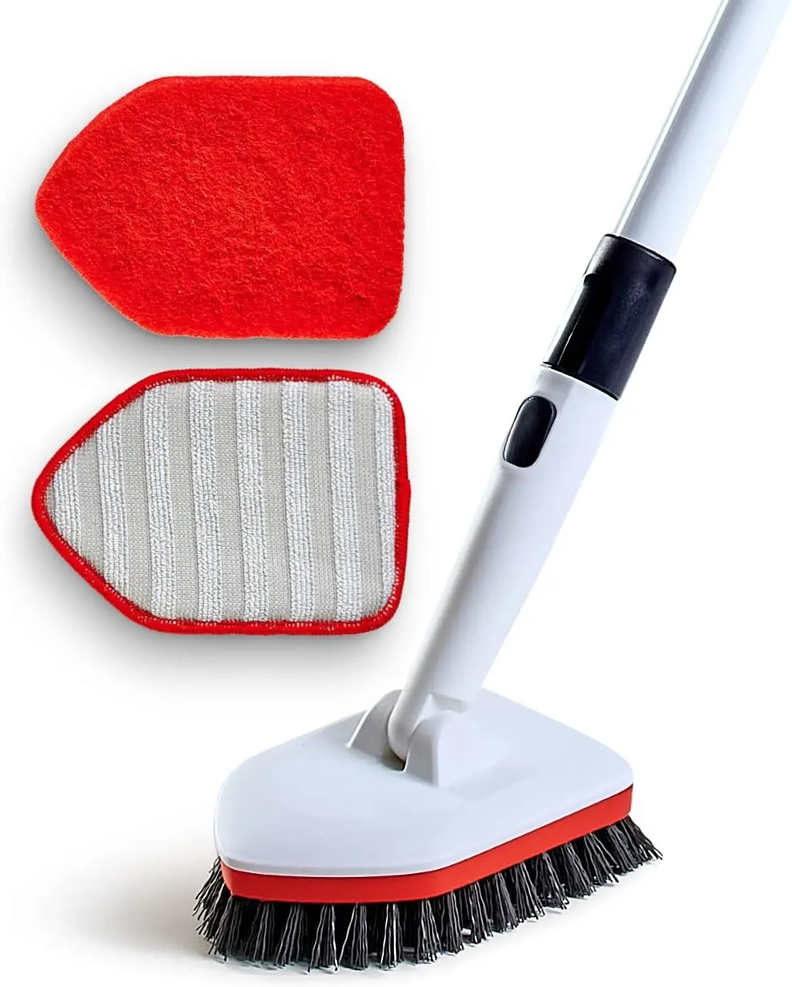 Shower Scrubber 3 in 1 Extendable Long Handle 58" Cleaning Brush | Non-scratch bathroom scrubber for tub, tile, shower, kitchen, toilet, sink, wall & floor; telescopic shower cleaning brush