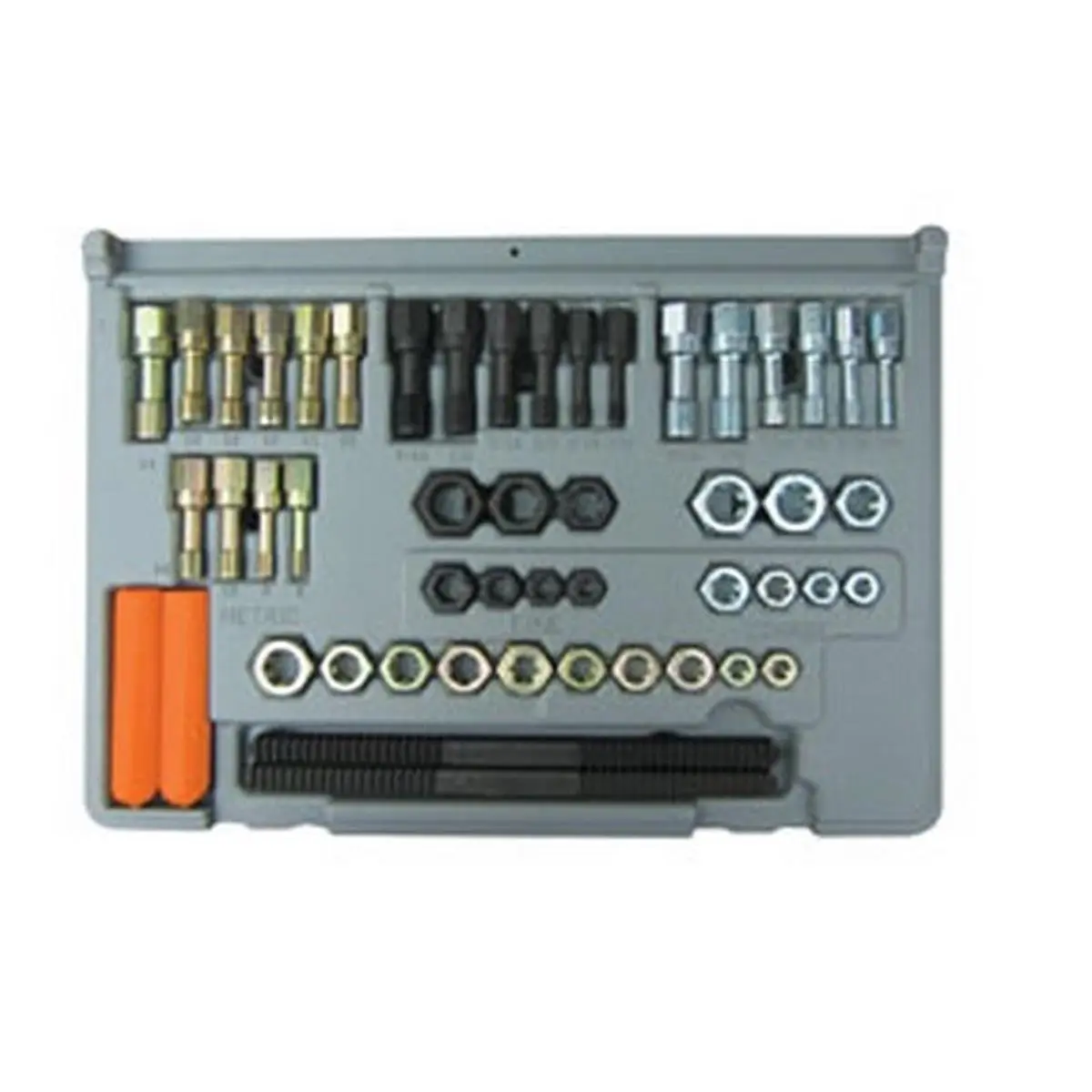 212 MAIN 48-Piece Thread Restorer Tool Kit Set, Multi-Size Metal Dies with Metric & SAE Standards for Cycling Equipment Thread Repair, Hand Tools, 1/2 In. -13, 10 Metric Dies, 7 Sae Coarse Dies