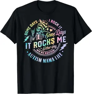 100% Cotton Unisex Autism Mama Some Days I Rock Some Days It Rocks Me Casual Fabric