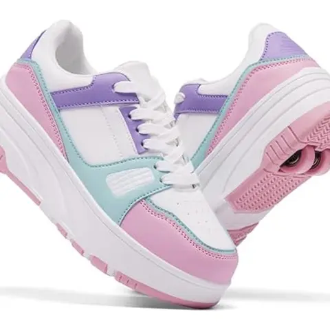 ANEFUN Kids' Multifunctional Roller Skates - 2-in-1 Shoes with Wheels, Sports Footwear with Detachable Ride-on Wheels, Fashionable Shoelaces & Durable Outsole, Kid Girl Gifts for Birthdays, Christmas