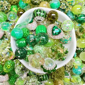 Green Mixed 16mm Acrylic/Resin/Glaze/Heavy-Crafted Mix Beads For Pen Key/Bag Charm Car Hanger for DIY Craft Projects and Jewelry Making