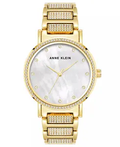 Anne Klein Crystal Bezel and Bracelet White Mother-of-Pearl Ladies Watch AK-4004MPGB AK/4004MPGB