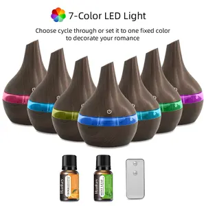 Ultra-Quiet 300ml Humidifier & Diffuser with Remote Control & 7-Color Mood Lights for Office & Bedroom Dry Air Relief