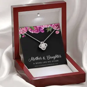 Gifts for Mom - Mother and Daughter Necklace - Girl Mom Gift - Love Knot Charm - Endless Love Jewelry - Adjustable Length