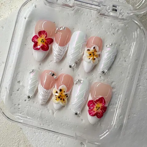 NailPhoria COTTON CANDY - Handmade Press-On Nails | Reusable, Salon-Quality, Long-Lasting, Glossy Design