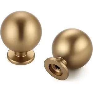12 Pack Champagne Bronze Round Ball Cabinet Knobs, 1" Diameter Drawer Knobs for Kitchen Cabinets Dressers Bathroom Wardrobe Furniture Hardware