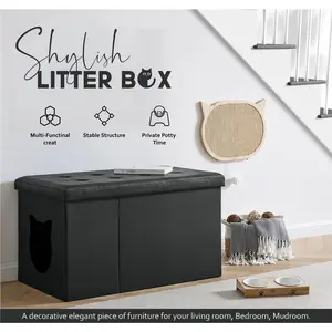 Designer Cat Litter Box Enclosure Hidden Washroom Bench Ottoman