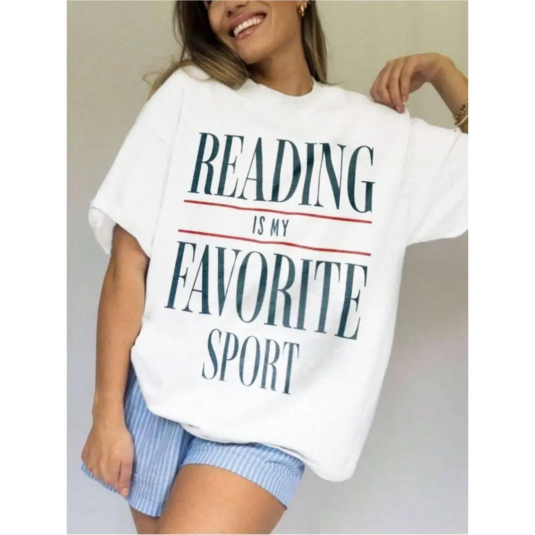 Womens Cotton Short Sleeve Graphic Tee Reading Is My Favorite Sport Cute Book Lover Shirt Soft Breathable Summer Casual Outfit Teacher Librarian Gift