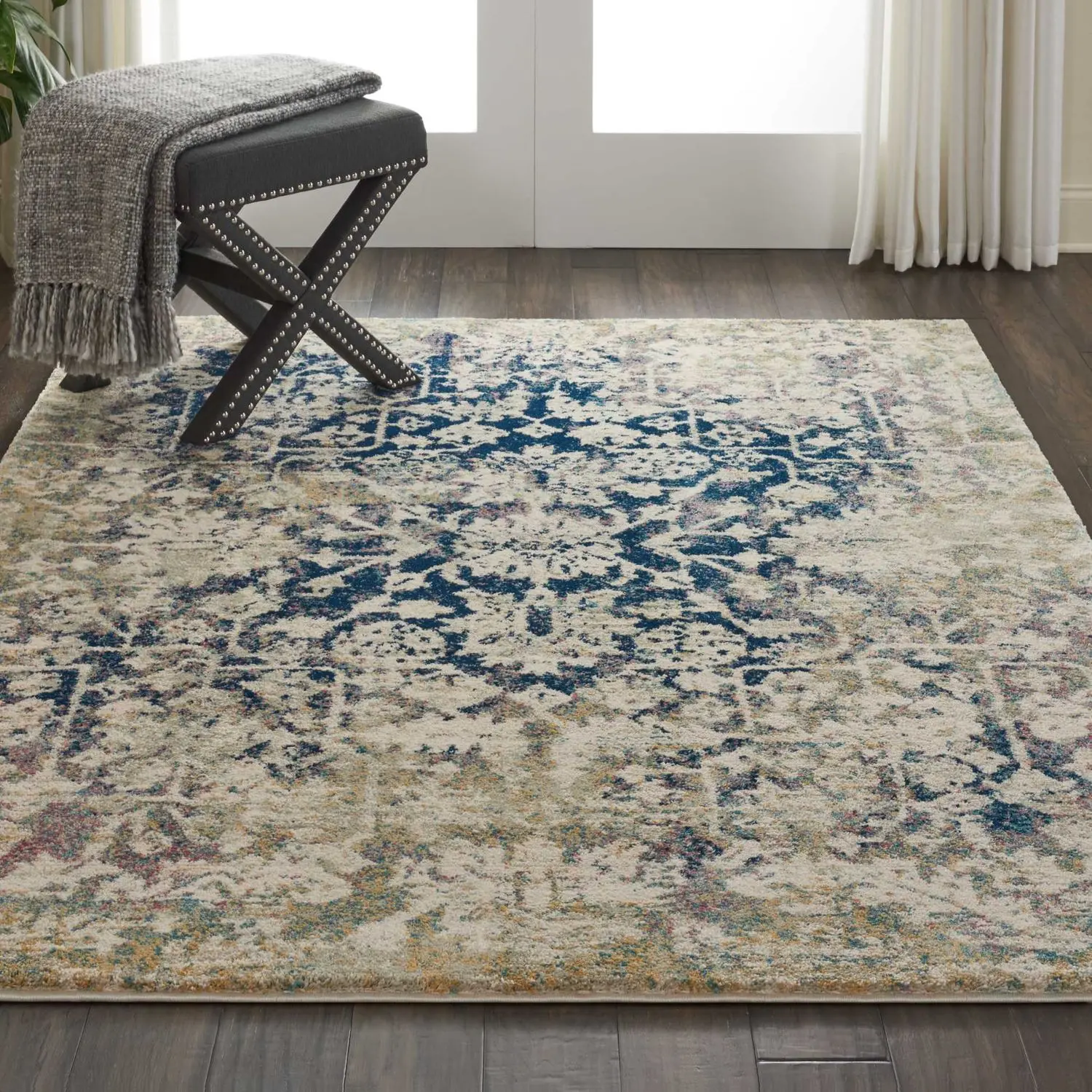 Nourison Fusion Boho Persian Vintage Distressed Indoor Area Rug, Floral-Pattern Soft Furnishing Home Decor Rug for Living Room, Boho Persian Rug, Home Decor Rugs
