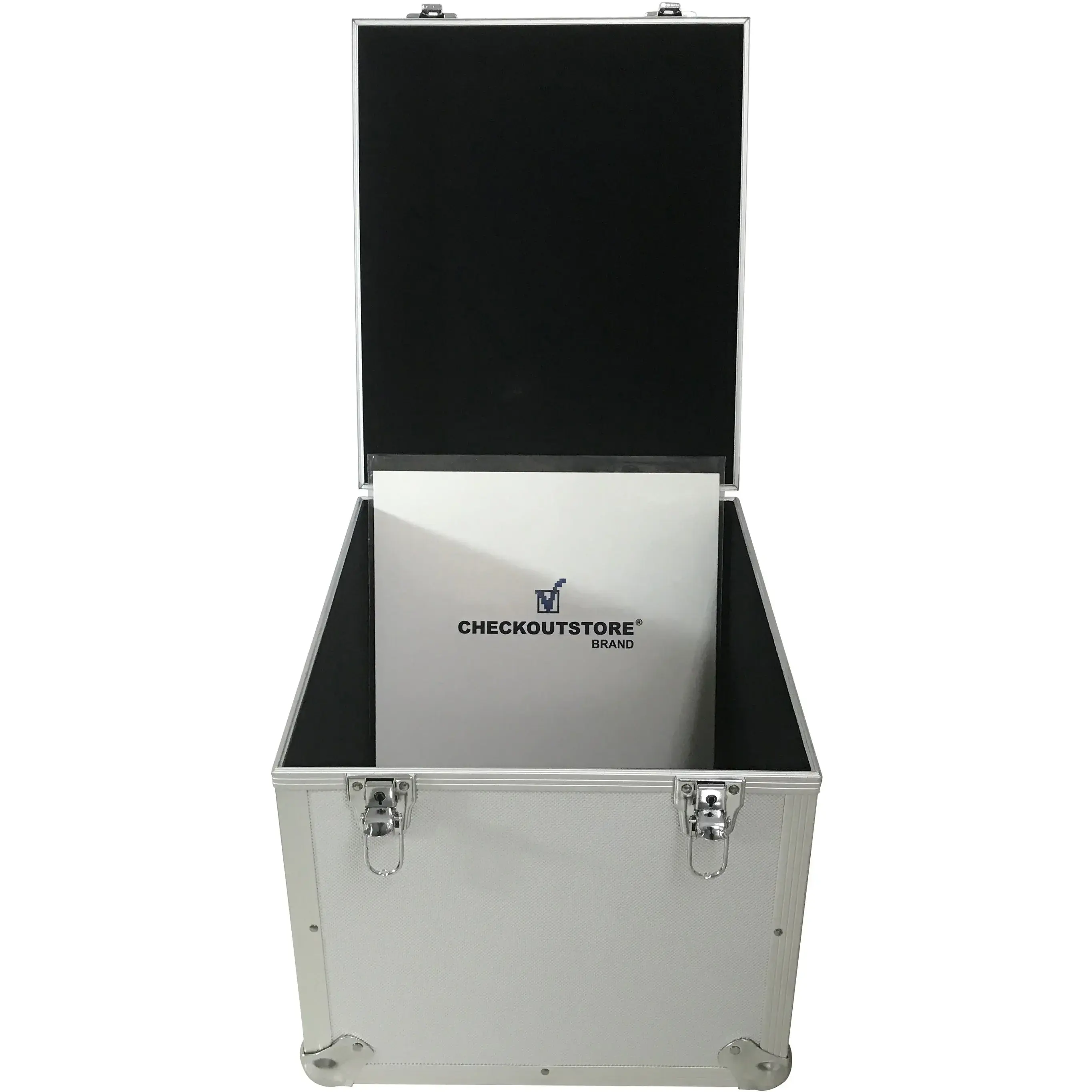 CheckOutStore Aluminum 12" LP Vinyl Record Storage Box (Holds 125 Records)