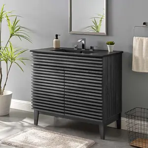 Modway Render 36" Bathroom Vanity in Charcoal Black