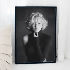 Marilyn Vintage Style Poster, Retro Black and White Glam Wall Art (Unframed / Print Only)