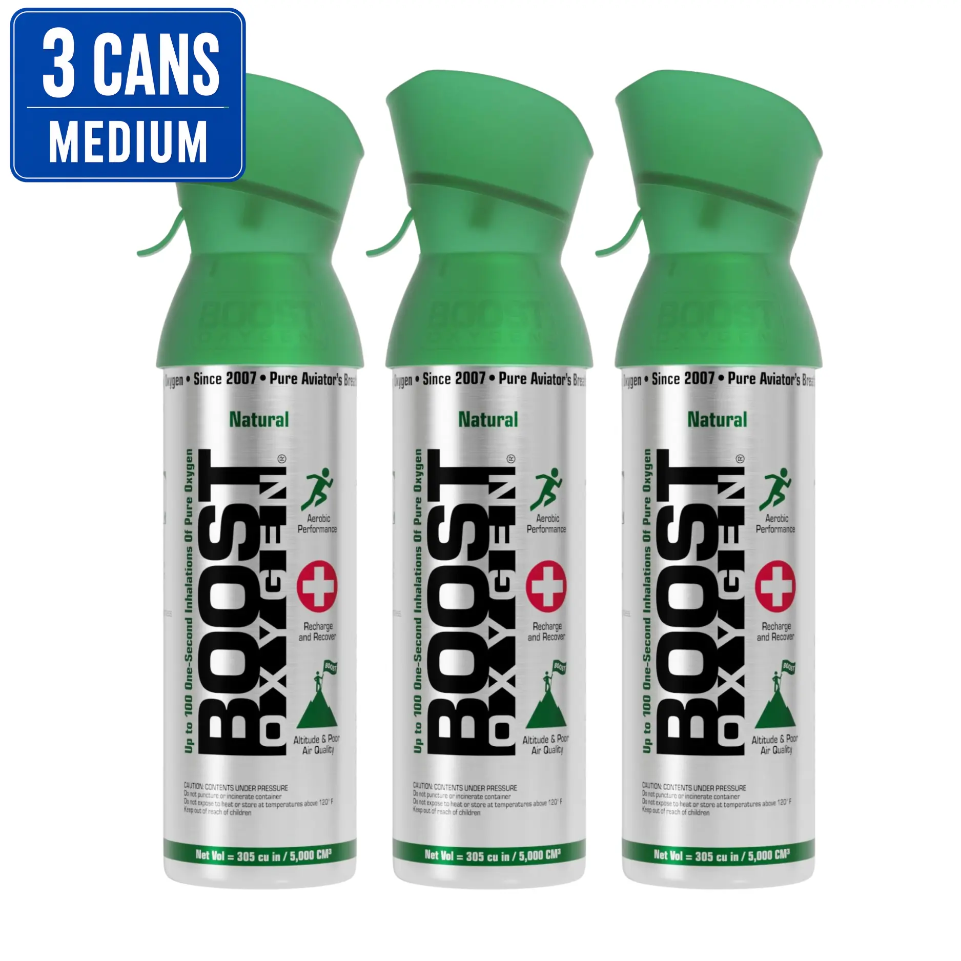 Boost Oxygen® Portable Supplemental Oxygen Respiratory Aid, Discounted 3-Pack, Medium Size, Natural or Aromatic Options