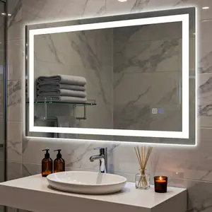 HYPERLITE Dimmable Brightness Bathroom Mirror Lights, 36*28 inches Anti-Fog Function Vanity Mirror Memory Setting LED Wall Mirror , Shatter-Proof Tempered Glass, Modern Illuminated Mirror for Bathroom Dressing Area Jumpstart newyear48*32 60*36 32*24 36*24