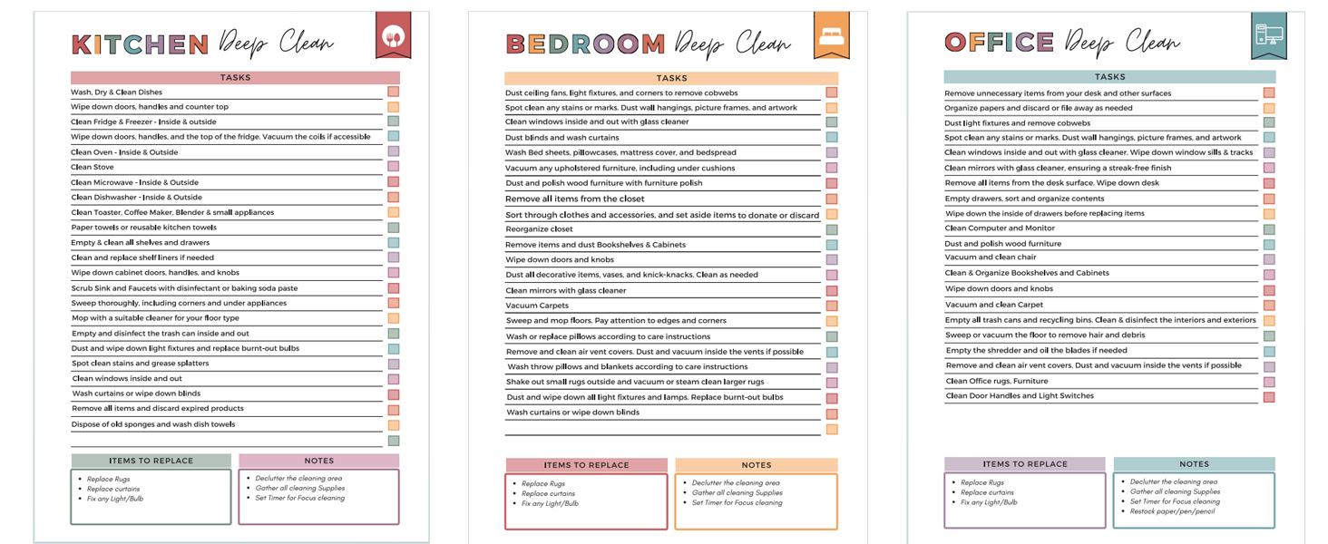 1PC Cleaning Planners, Home Cleaning Guide，Spring Cleaning Checklist, Preppy Cleaning Schedule for Dorm，mother'sdaygift