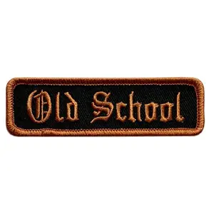 Orange Old School MC Biker Patch (iron on Sew on - 3.5 X 1.0 inch - PM6)