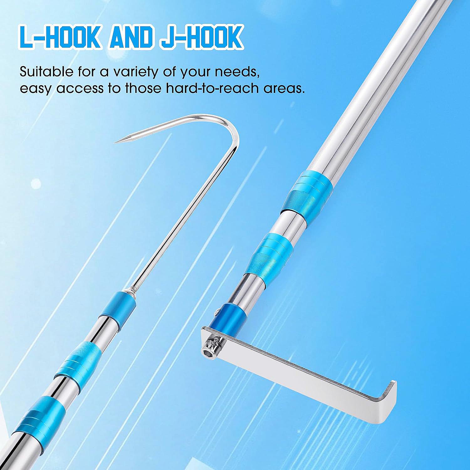 6.3 Ft Truck Cargo Grabber Reach Retriever Tool with Two Hooks, Pickup Truck Bed Heavy Duty Truck Accessories Telescoping Pole