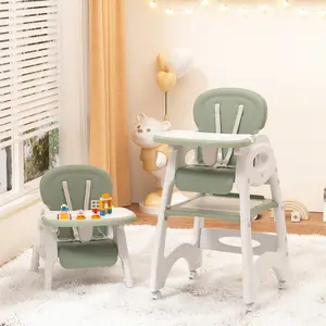 Scabine 2-in-1 Highchair with Removable Tray and Safety Harness,Fits Infants to Toddlers,Table Panel Durable Materials Adjustable Baby Furniture