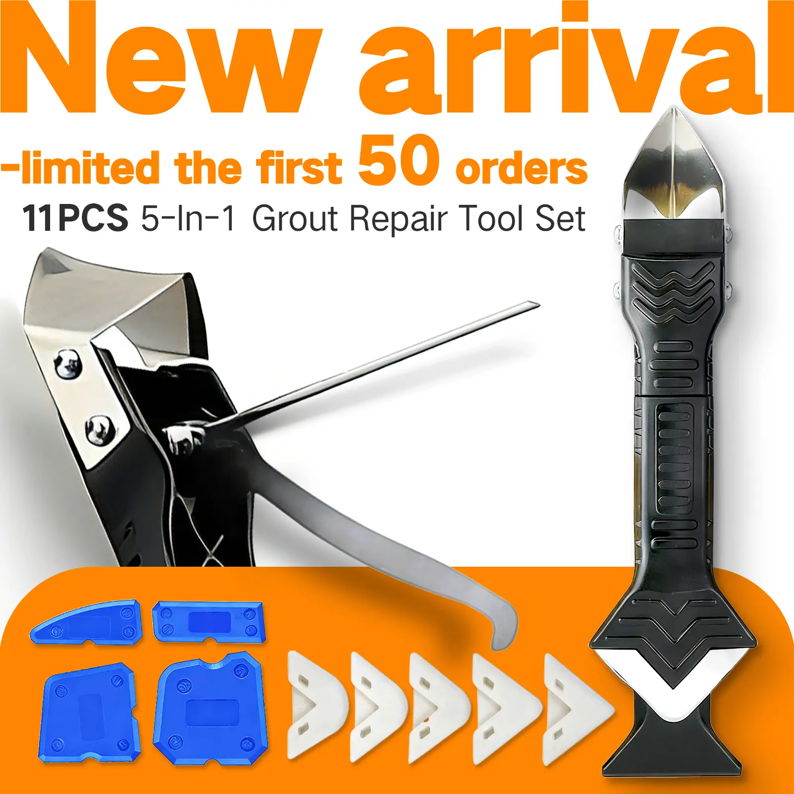2026 New Caulking Tools 5 in 1 Caulk Remover and Multi-Function Silicone Sealant Finishing Smooth Kit with Grout Scraper and 6 Silicone Pads Ideal for Kitchen Bathroom Sealing Caulk Tools only for weekends